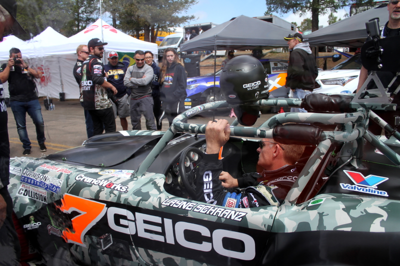 Layne Schranz driving to the starting line on race day.
